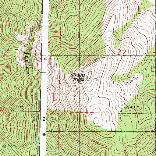Topographic Map of Sheep Rock, OR