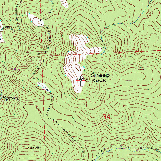 Topographic Map of Sheep Rock, OR