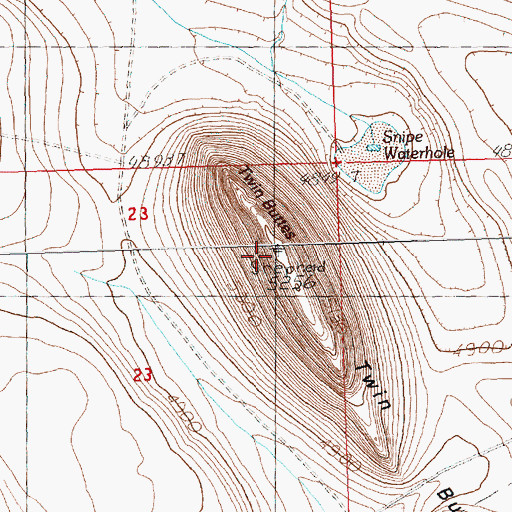 Topographic Map of Twin Buttes, OR