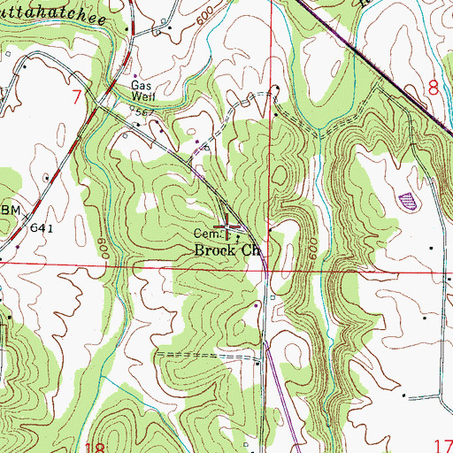Topographic Map of Brock Church of Christ, AL