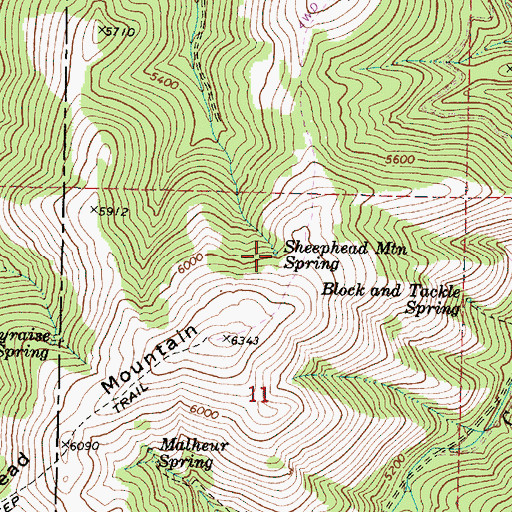 Topographic Map of Sheephead Mountain Spring, OR
