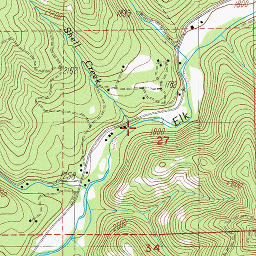 Topographic Map of Shell Creek, OR