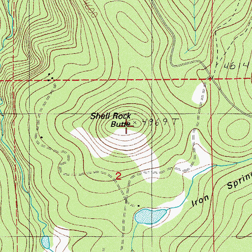 Topographic Map of Shell Rock Butte, OR