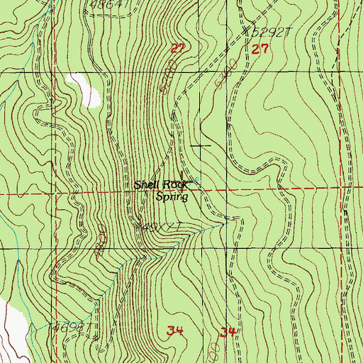 Topographic Map of Shell Rock Spring, OR