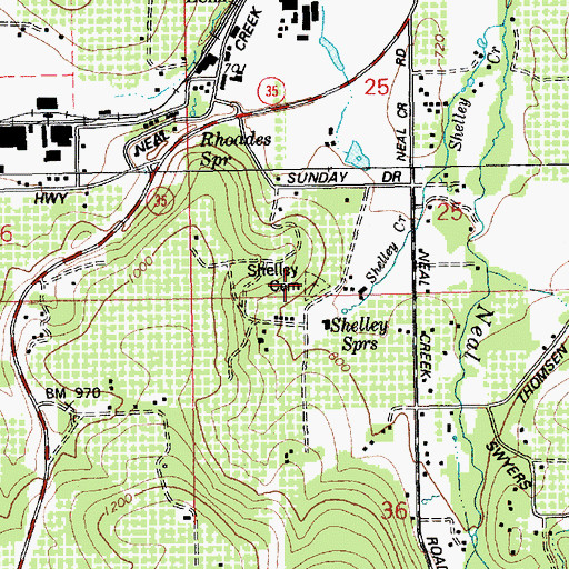 Topographic Map of Shelley Family Cemetery, OR