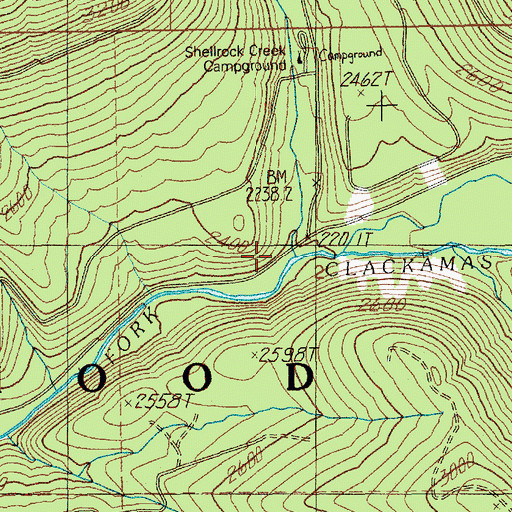 Topographic Map of Shellrock Creek, OR