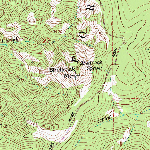 Topographic Map of Shellrock Mountain, OR