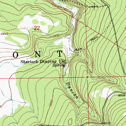 Topographic Map of Sherlock Dipping Vat Spring, OR