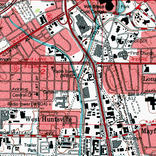 Topographic Map of Broglan Branch, AL