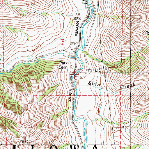 Topographic Map of Shin Creek, OR