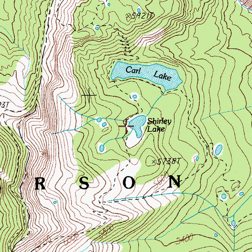 Topographic Map of Shirley Lake, OR