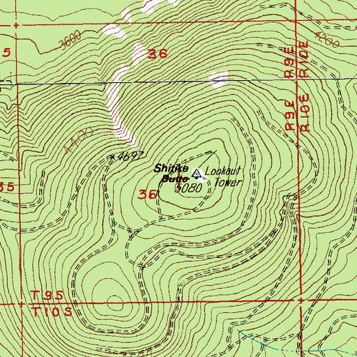 Topographic Map of Shitike Butte, OR