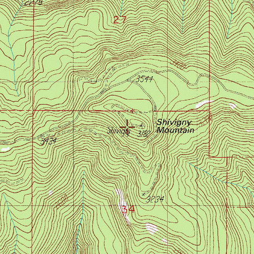 Topographic Map of Shivigny Mountain, OR