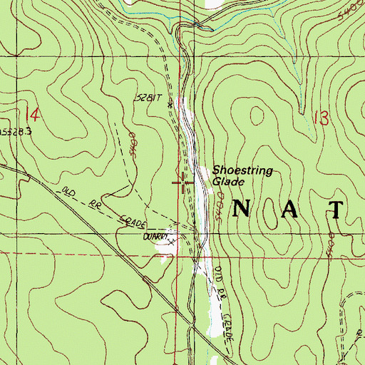 Topographic Map of Shoestring Glade, OR