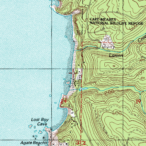Topographic Map of Short Beach, OR