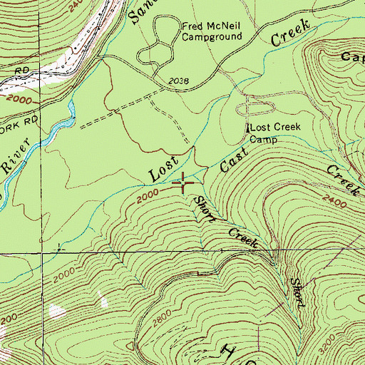 Topographic Map of Short Creek, OR