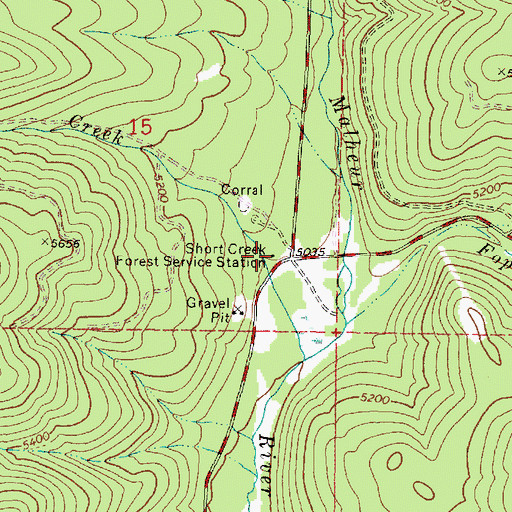 Topographic Map of Short Creek Forest Service Station, OR