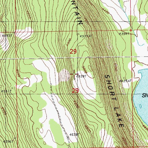 Topographic Map of Short Lake Mountain, OR