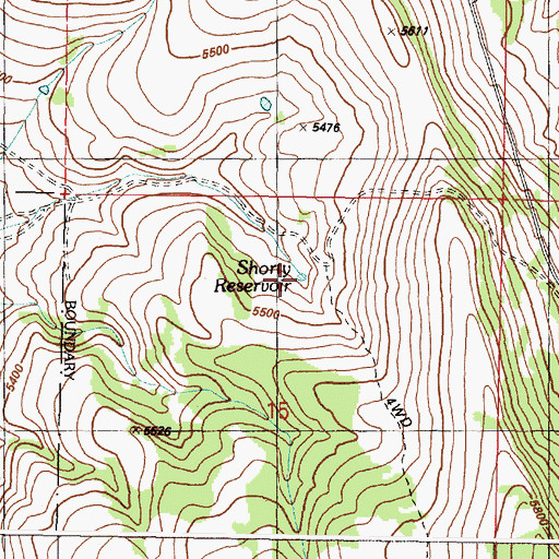 Topographic Map of Shorty Reservoir, OR