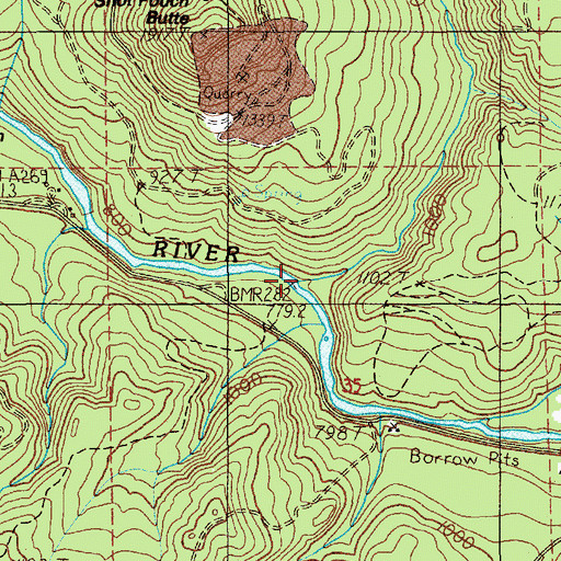 Topographic Map of Shot Pouch Creek, OR