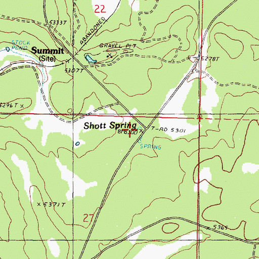 Topographic Map of Shott Spring, OR