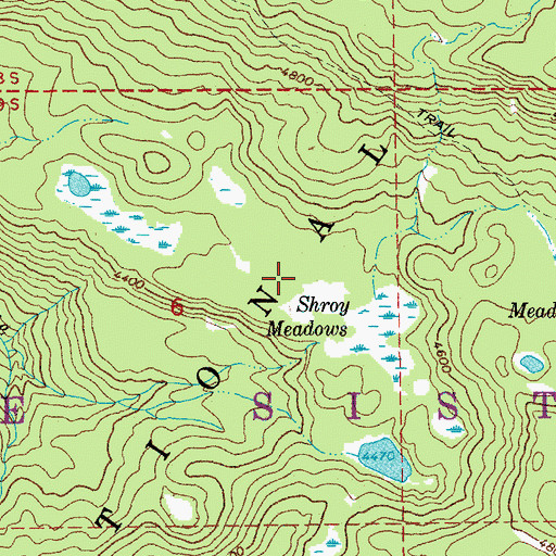 Topographic Map of Shroy Meadows, OR