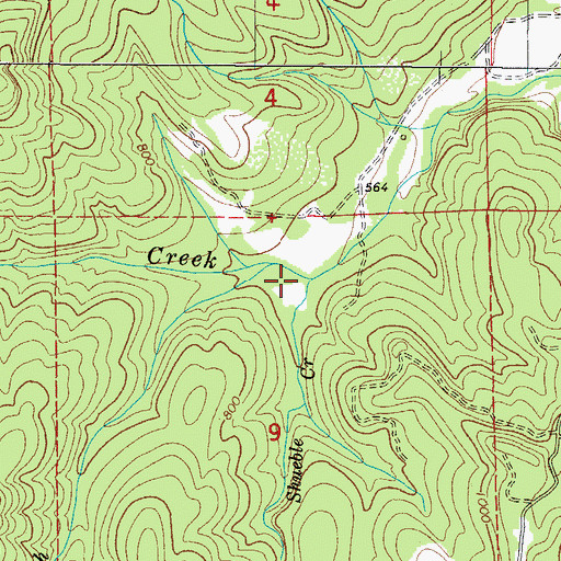 Topographic Map of Shueble Creek, OR