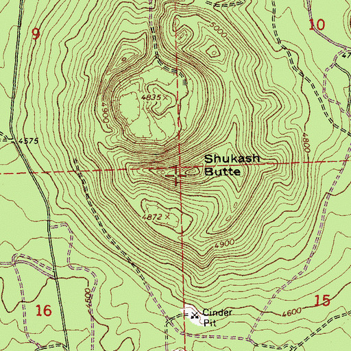 Topographic Map of Shukash Butte, OR