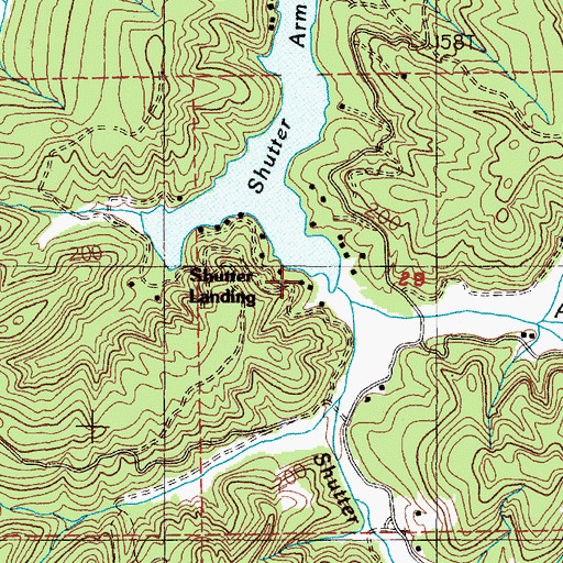 Topographic Map of Shutter Landing, OR
