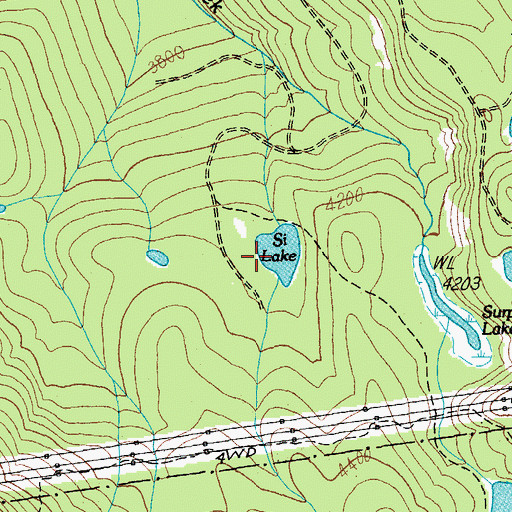 Topographic Map of Si Lake, OR