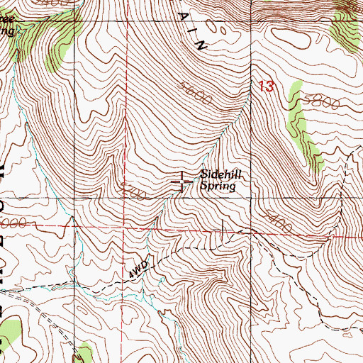 Topographic Map of Sidehill Spring, OR
