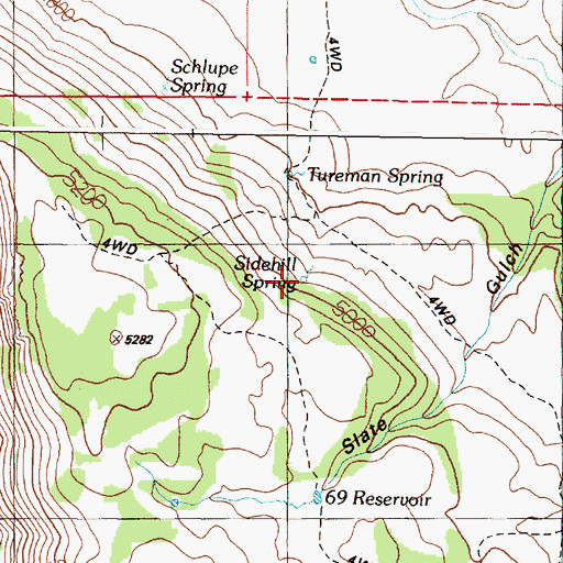 Topographic Map of Sidehill Spring, OR