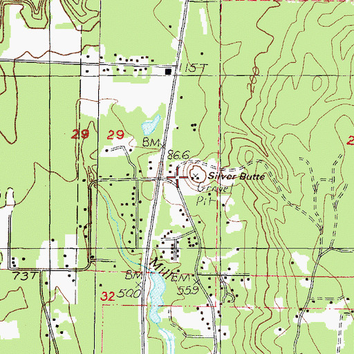 Topographic Map of Silver Butte, OR