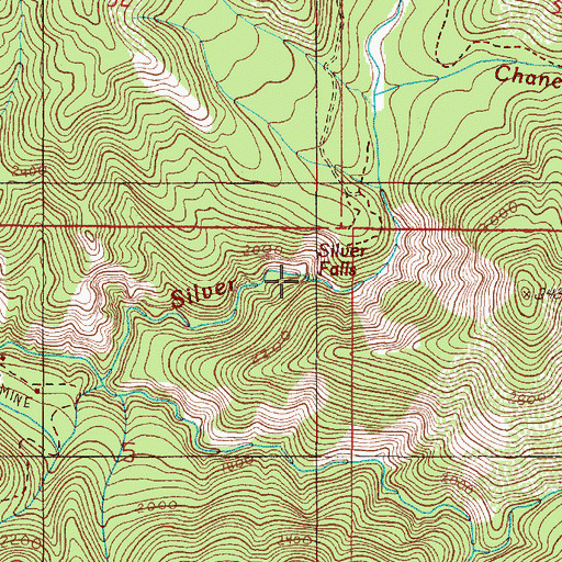 Topographic Map of Silver Falls, OR