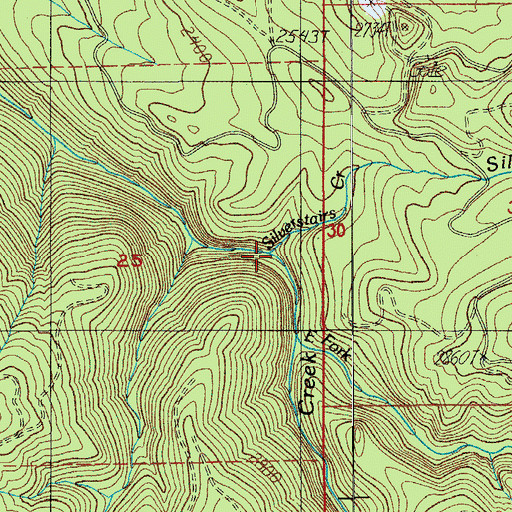 Topographic Map of Silverstairs Creek, OR