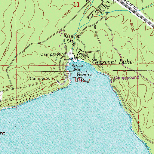 Topographic Map of Simax Bay, OR