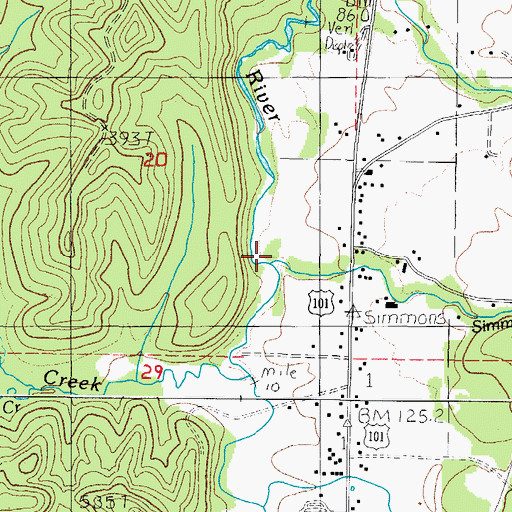 Topographic Map of Simmons Creek, OR