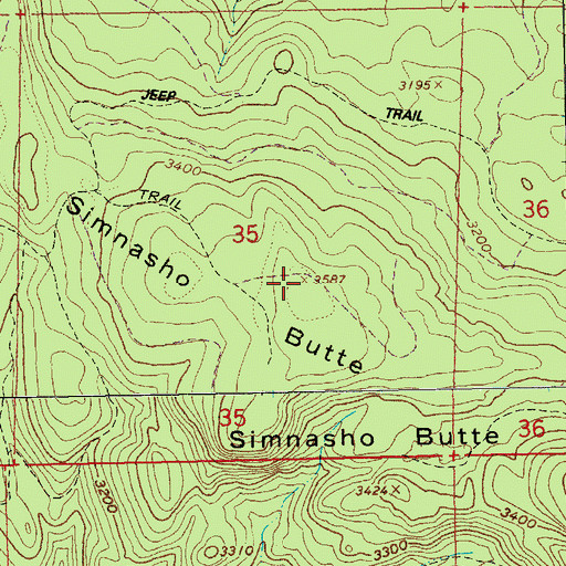 Topographic Map of Simnasho Butte, OR