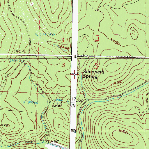 Topographic Map of Simonetti Spring, OR
