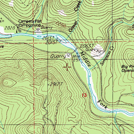 Topographic Map of Simpson Creek, OR