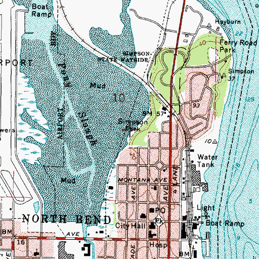 Topographic Map of Simpson Park, OR
