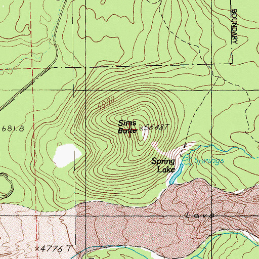 Topographic Map of Sims Butte, OR