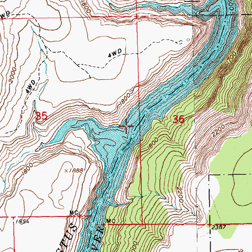 Topographic Map of Lake Simtustus, OR