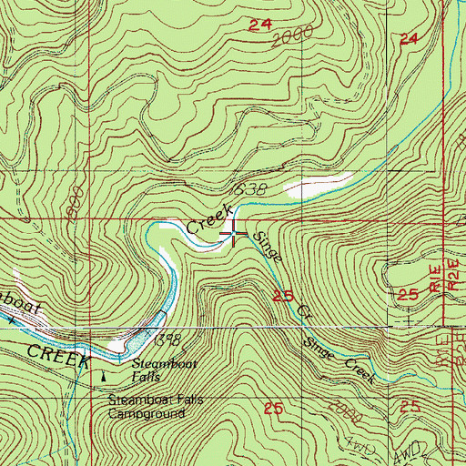 Topographic Map of Singe Creek, OR