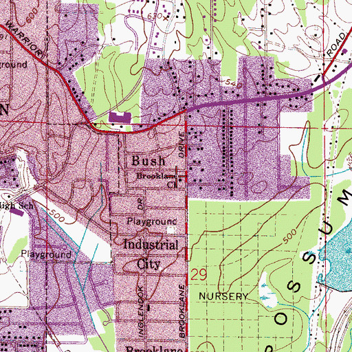 Topographic Map of Brooklane Church, AL
