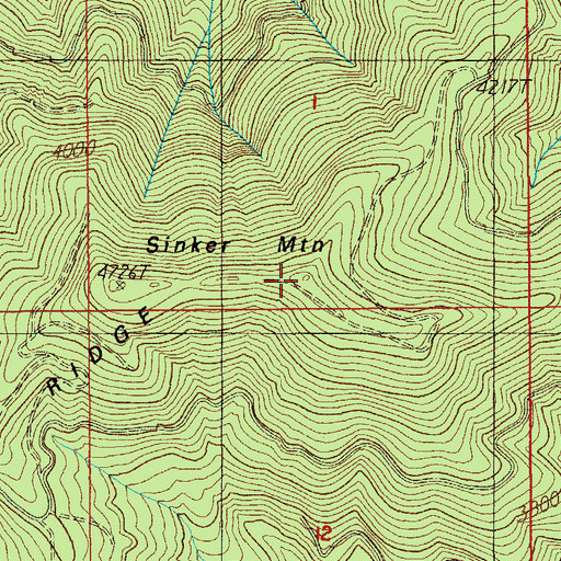Topographic Map of Sinker Mountain, OR