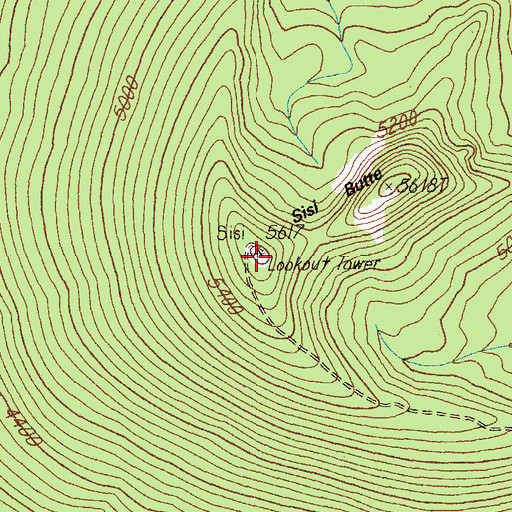Topographic Map of Sisi Butte, OR