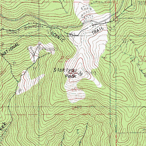 Topographic Map of Siskiyou Peak, OR