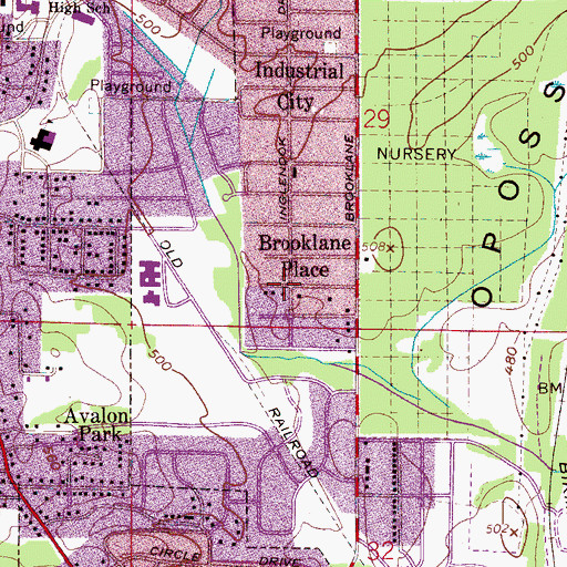 Topographic Map of Brooklane Place, AL
