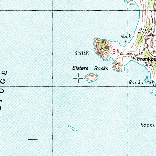 Topographic Map of Sisters Rocks, OR